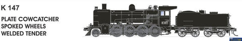 SDS-KVR502 SDS Models K-Class 2-8-0 #K147 ’Plate Cow Catcher Spoked Wheels & Welded Tender’ *VR Black* HO-Scale