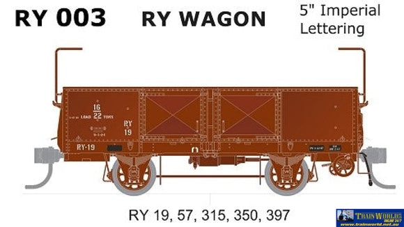 Sds-Ry003 Sds Models Vr Ry-Type Open-Wagon (5-Pack) Red 5 Imperial Lettering #Ry-19; Ry-57; Ry-315;