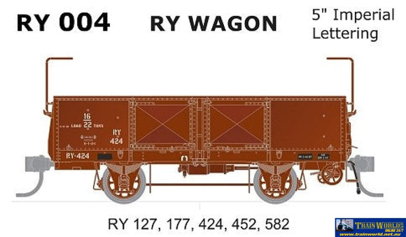 Sds-Ry004 Sds Models Vr Ry-Type Open-Wagon (5-Pack) Red 5 Imperial Lettering #Ry-127; Ry-177;