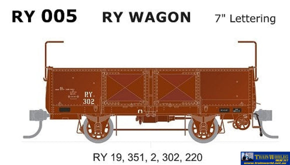 Sds-Ry005 Sds Models Vr Ry-Type Open-Wagon (5-Pack) Red 7 Lettering #Ry-19; Ry-352; Ry-2; Ry-302 &