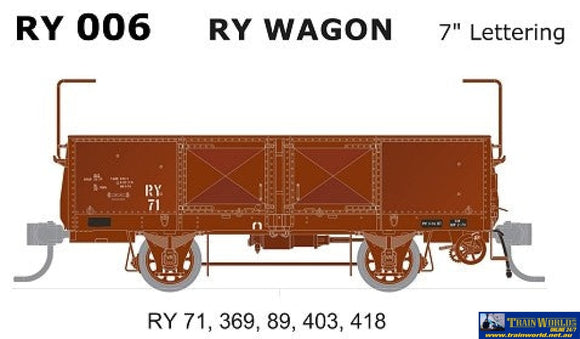 Sds-Ry006 Sds Models Vr Ry-Type Open-Wagon (5-Pack) Red 7 Lettering #Ry-71; Ry-369; Ry-89; Ry-403 &