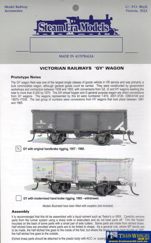 Sem-R01E Steam Era Models Kit Vr Gy-Type Open-Wagon With Original Handbrake Rigging (1957-1968) Ho