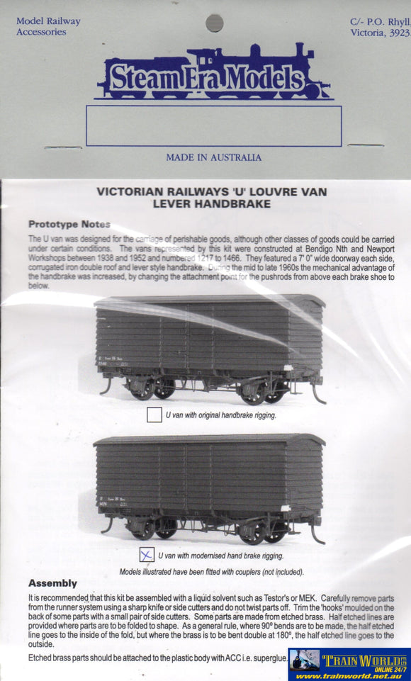 Sem-R04L Steam Era Models Kit Vr U-Type Louvre-Van With Modernised Lever Handbrake Rigging Ho Scale