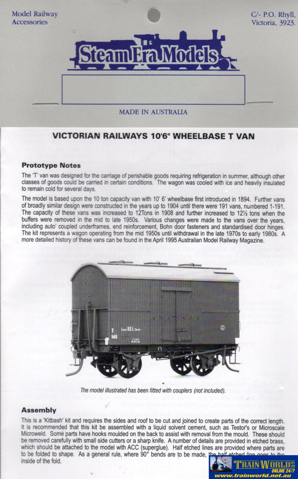 Sem-R06 Steam Era Models Kit Vr T-Type Ice-Van (Perishable Goods) 106 Wheelbase Ho Scale Rolling