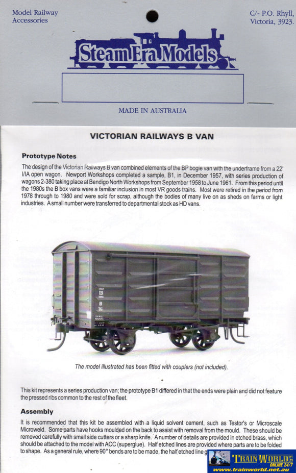Sem-R08 Steam Era Models Kit Vr B-Type Box-Van Ho Scale Rolling Stock