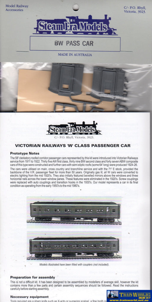 Sem-R16 Steam Era Models Kit Vr W-Type (Bw Second) Passenger Carriage Ho Scale Rolling Stock