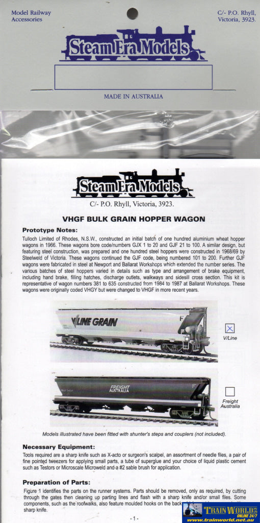 Sem-R19 Steam Era Models Kit Vhgf-Type Grain Hopper V/line Ho Scale Rolling Stock