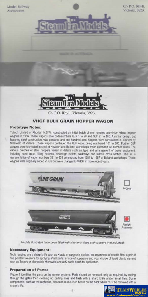 Sem-R25 Steam Era Models *Kit* Vhgf-Type Grain Hopper Freight Australia Ho Scale Rolling Stock
