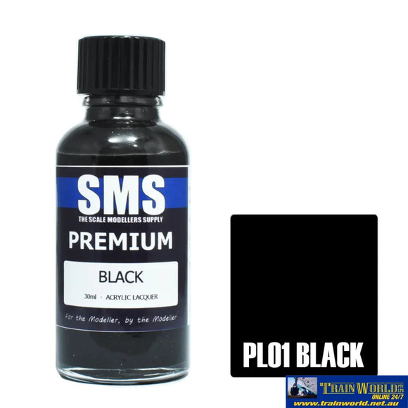Sms-Pl01 The Scale Modellers Supply Premium Acrylic-Lacquer Paint - Black 30Ml Glueandpaint