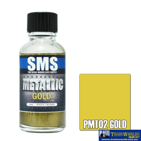 Sms-Pmt02 The Scale Modellers Supply Metallic Acrylic-Lacquer Paint Gold 30Ml Glueandpaint