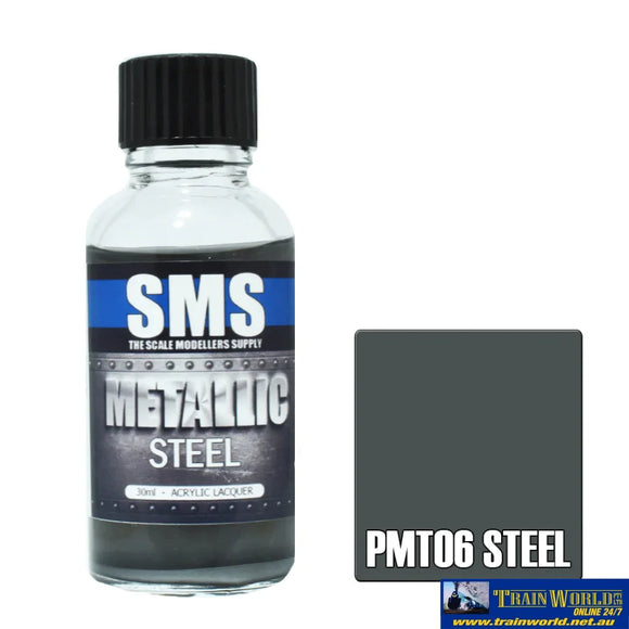 Sms-Pmt06 The Scale Modellers Supply Metallic Acrylic-Lacquer Paint Steel 30Ml Glueandpaint