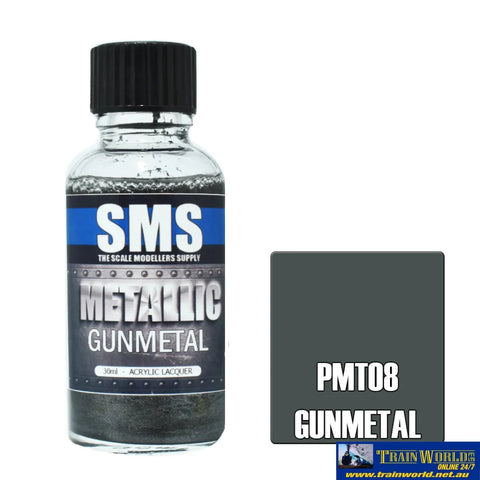 Sms-Pmt08 The Scale Modellers Supply Metallic Acrylic-Lacquer Paint Gunmetal 30Ml Glueandpaint