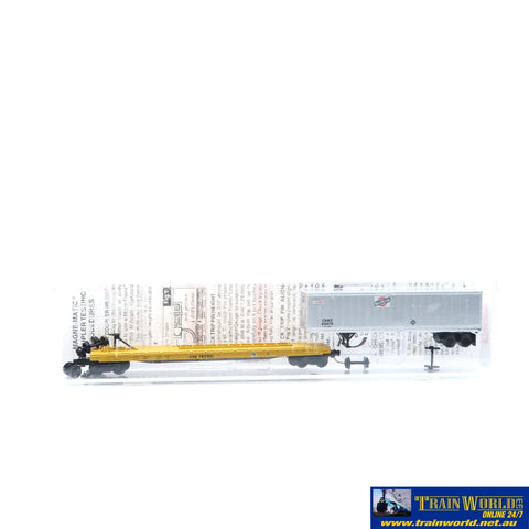 SSH-1023 Used Goods Micro Trains Lines 57’6 Flat Wagon with Trailer C&NW N Scale - Rolling Stock