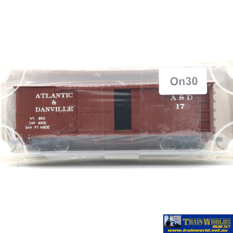 SSH-1181 Used Goods Bachmann Atlantic & Danville Box Car #17 On30 Scale - Rolling Stock