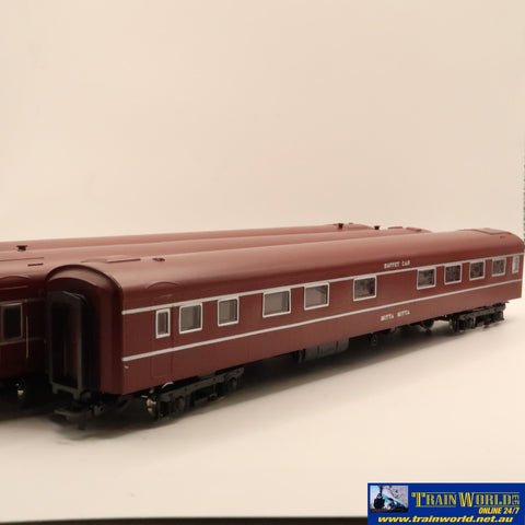 Ssh-224 Used Goods Powerline Models Victorian Railways S Car Vr Red/Silver 3 Pack Ho Scale