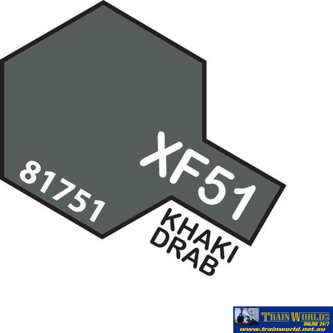 Tam-T81751 Tamiya Acrylic (Water) Paint Mini Flat Xf-51 Khaki Drab 10Ml Glueandpaint