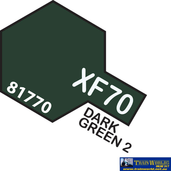Tam-T81770 Tamiya Acrylic (Water) Paint Mini Flat Xf-70 Dark Green 2 10Ml Glueandpaint