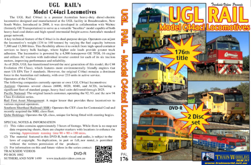 TSV-176 Trackside Videos DVD UGL Rail C44aci Locomotives – Train World