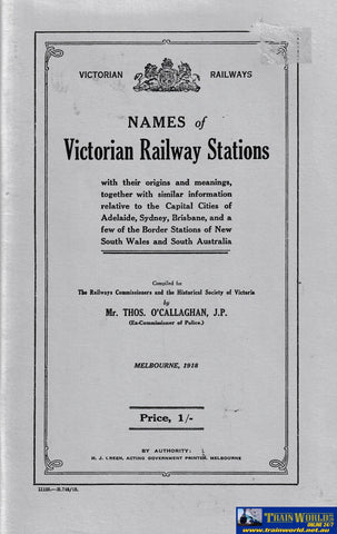 Vr - Names Of Victorian Railway Stations -Used- (Ubvb-0392S) Reference