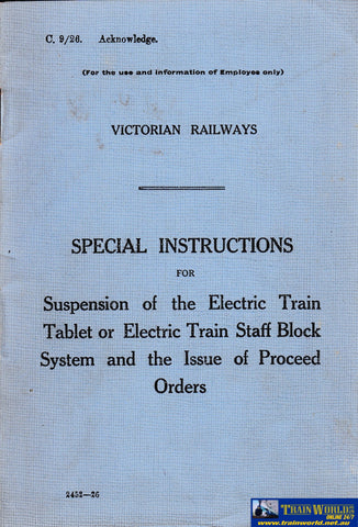 Vr Special Instructions For Suspension Of The Electric Train -Used- (Ubvb-0342S) Reference