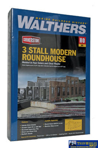 Wal-2900 Walthers Cornerstone Kit 3 Stall Modern Roundhouse Ho Scale Structures