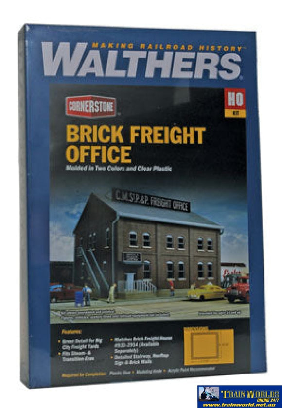 Wal-2953 Walthers Cornerstone Kit Brick Freight Office Ho Scale Structures