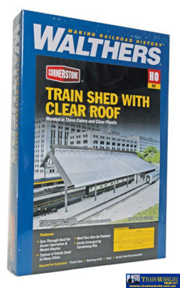Wal-2984 Walthers Cornerstone Kit Train Shed W/clear Roof Ho Scale Structures