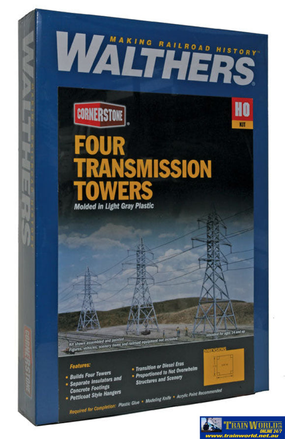 Wal-3121 Walthers Cornerstone Kit Four Transmission Towers Ho Scale Structures