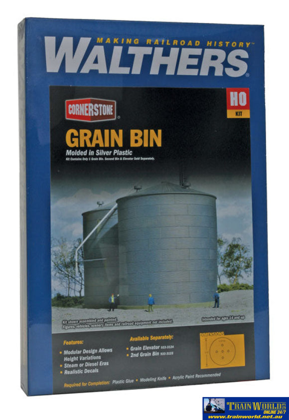 Wal-3123 Walthers Cornerstone Kit Grain Bin Ho Scale Structures