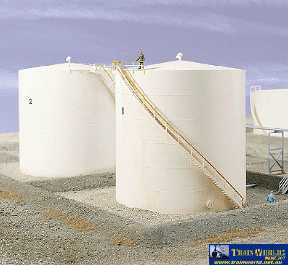 Wal-3168 Walthers Cornerstone Kit Tall Oil Storage Tank W/berm Ho Scale Structures