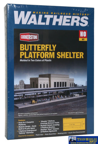 Wal-3175 Walthers Cornerstone Kit Butterfly Style Station Platform Shelter Ho Scale Structures