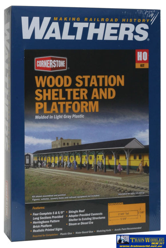 Wal-3188 Walthers Cornerstone Kit Wood Station Shelter & Platform Ho Scale Structures
