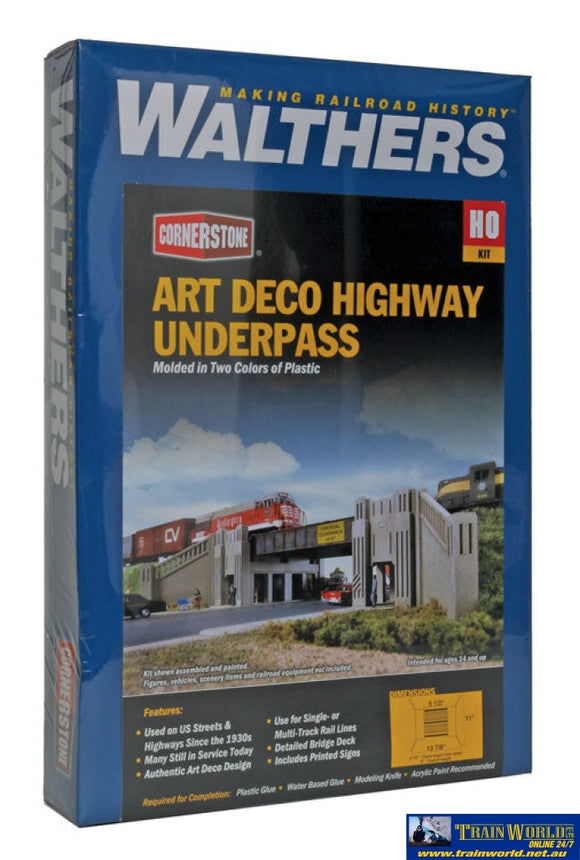 Wal-3190 Walthers Cornerstone Kit Art Deco Highway Underpass Ho Scale Structures