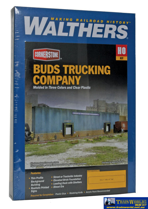 Wal-3192 Walthers Cornerstone Kit Buds Trucking Co Background Building Ho Scale Structures