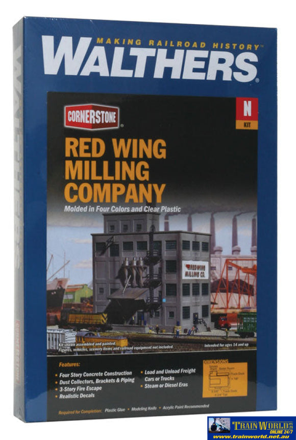 Wal-3212 Walthers Cornerstone Kit Red Wing Milling Co. N Scale Structures