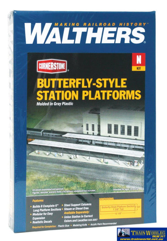 Wal-3258 Walthers Cornerstone Kit Butterfly-Style Station Platform Shelter N Scale Structures