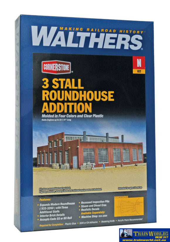 Wal-3261 Walthers Cornerstone Kit Modern Roundhouse 3 Add-On Stalls N Scale Structures