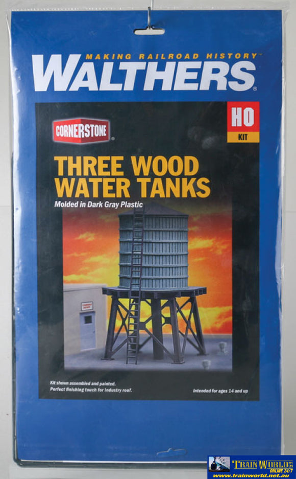 Wal-3507 Walthers Cornerstone Kit Wooden Water Tank Pkg(3) Ho Scale Structures