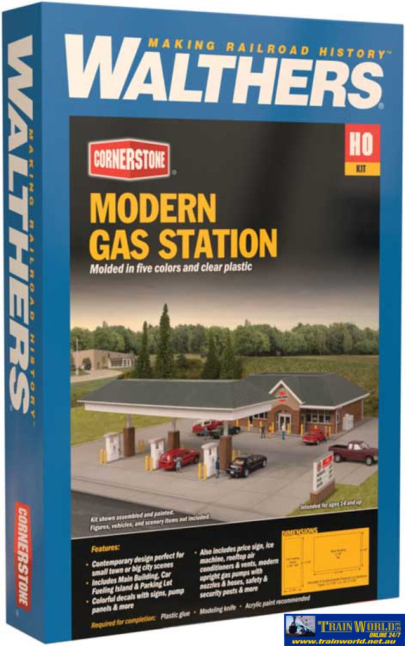 Wal-3537 Walthers Cornerstone Kit Modern Gas Station Ho Scale Structures