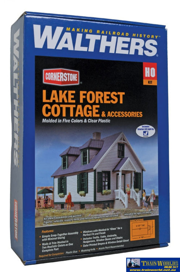 Wal-3657 Walthers Cornerstone Kit Lake Forest Cottage With Accessories Ho Scale Structures
