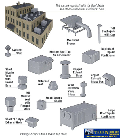 WAL 3733 Walthers Cornerstone Kit Roof Details HO Scale Structures
