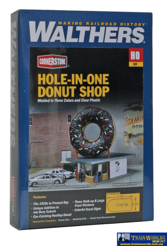 Wal-3768 Walthers Cornerstone Kit Hole-In-One Donut Shop Ho Scale Structures