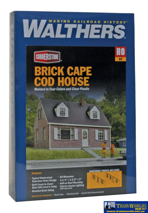Wal-3774 Walthers Cornerstone Kit Brick Cape Cod House Ho Scale Structures