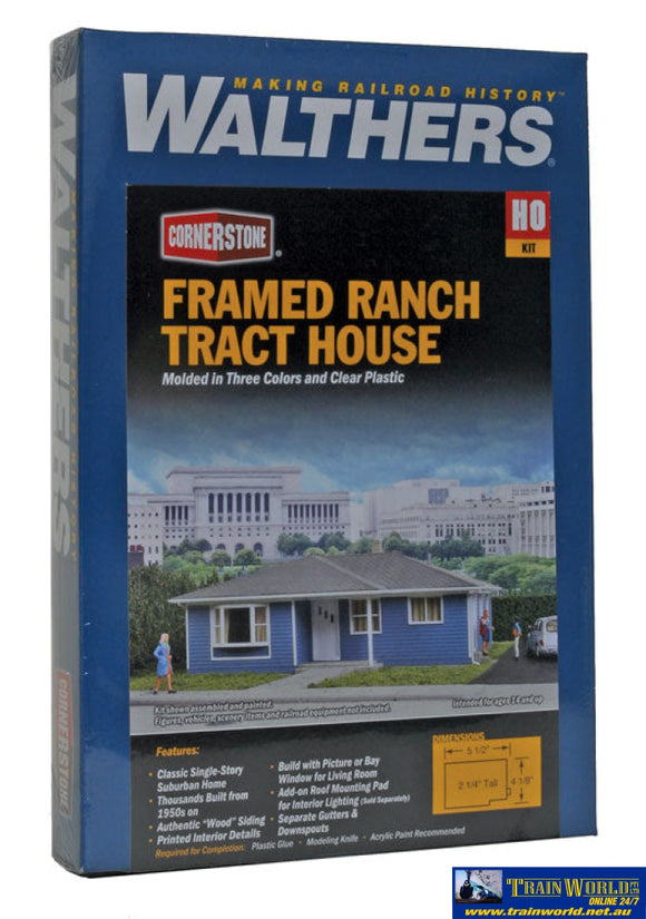 Wal-3775 Walthers Cornerstone Kit Framed Ranch Tract House Ho Scale Structures