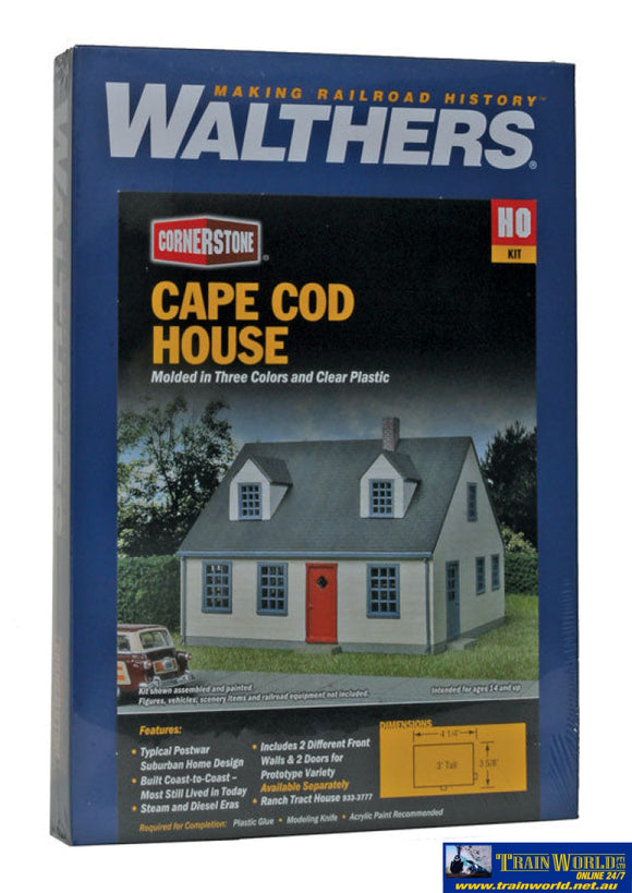Wal-3776 Walthers Cornerstone Kit Cape Cod House Ho Scale Structures