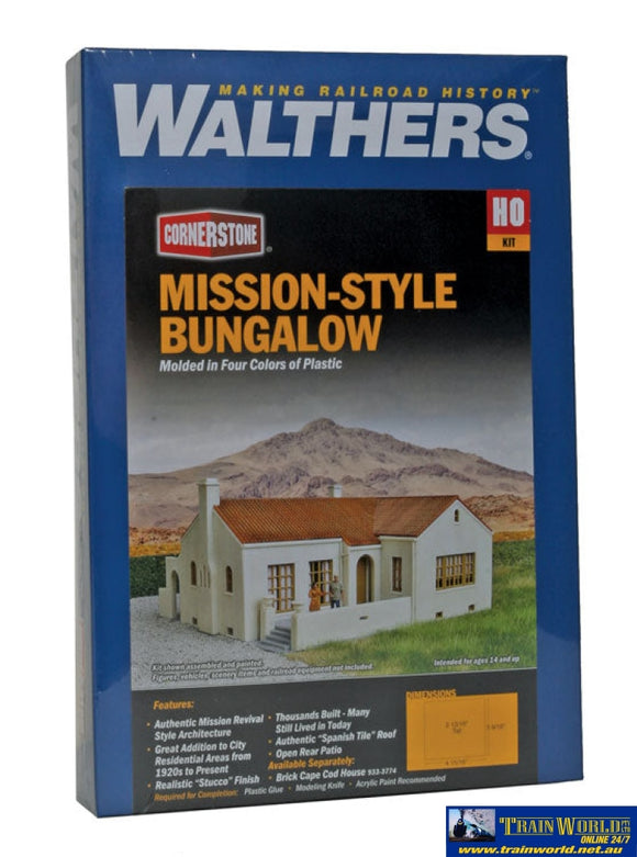 Wal-3785 Walthers Cornerstone Kit Mission-Style Bungalow House Ho Scale Structures