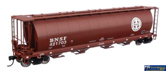 Wal-7872 Walthers-Mainline 59 Cylindrical Hopper - Ready To Run -Bnsf #421703 (Red-Brown White;