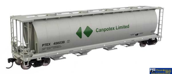 Wal-7884 Walthers-Mainline 59 Cylindrical Hopper - Ready To Run -Canpotex Ltd Ptex #456038 (White