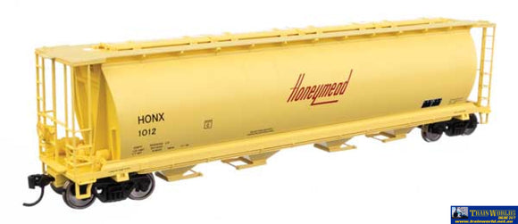 Wal-7896 Walthers-Mainline 59 Cylindrical Hopper - Ready To Run -Honeymead #1012 (Yellow Black Red