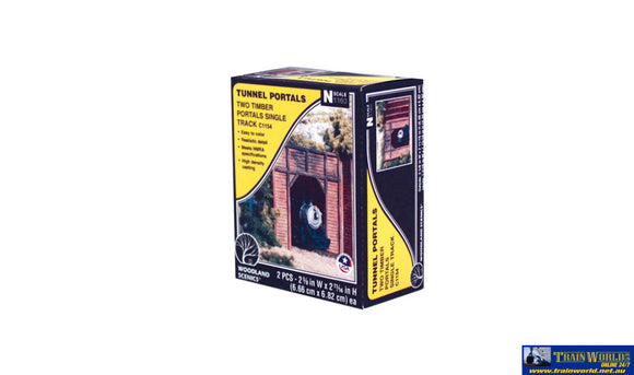 Woo-C1154 Woodland Scenics Tunnel-Portals Single-Track Timber (2-Pieces) N-Scale Scenery